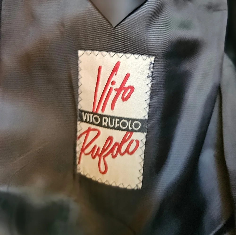 Vito Rufolo Mens Black Double Breasted Wool Blazer Jacket Size 44 Made In Italy